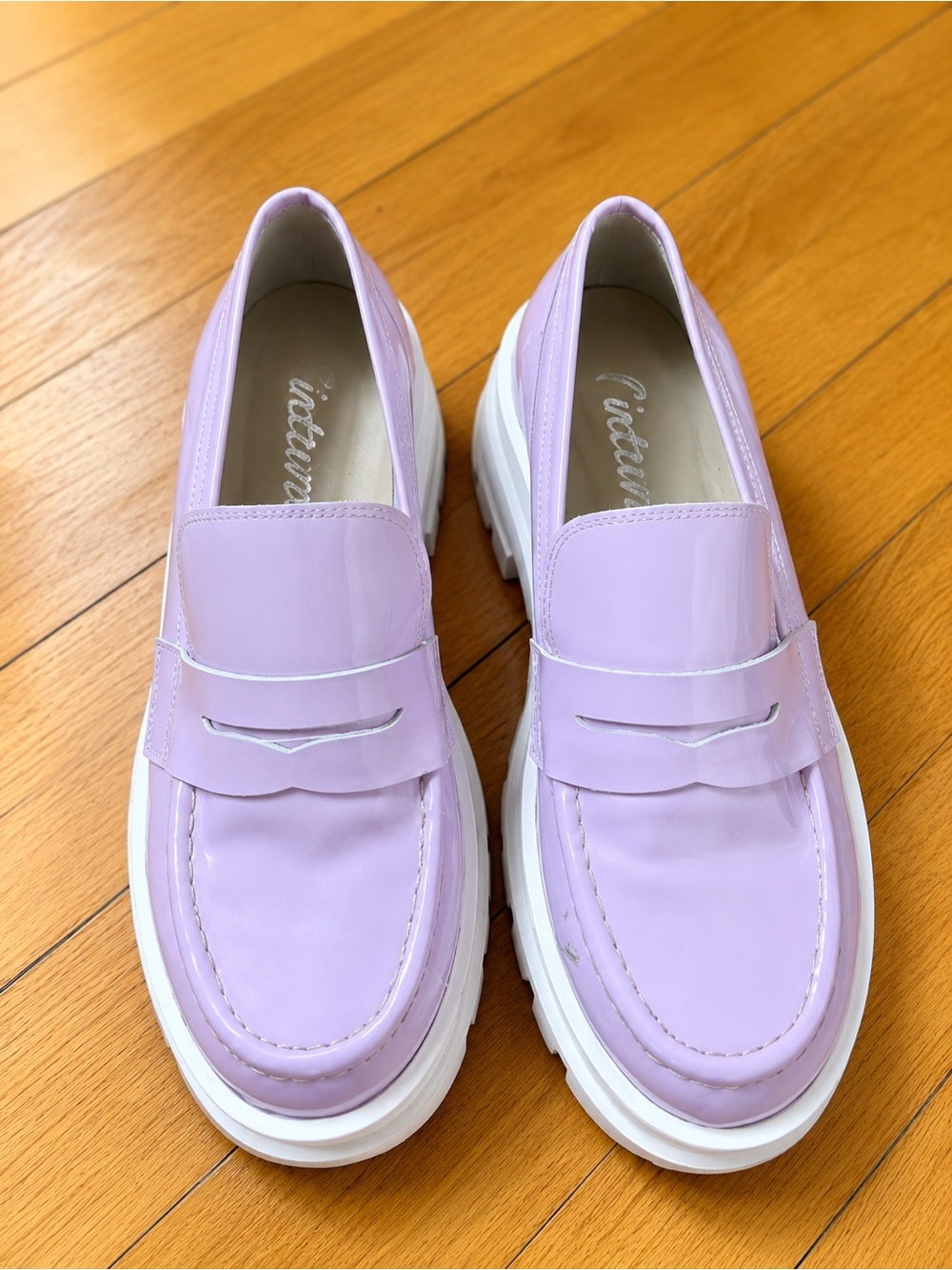 L'INTERVALLE Pastel Pink Patent Platform Loafers - Picture 1 of 5